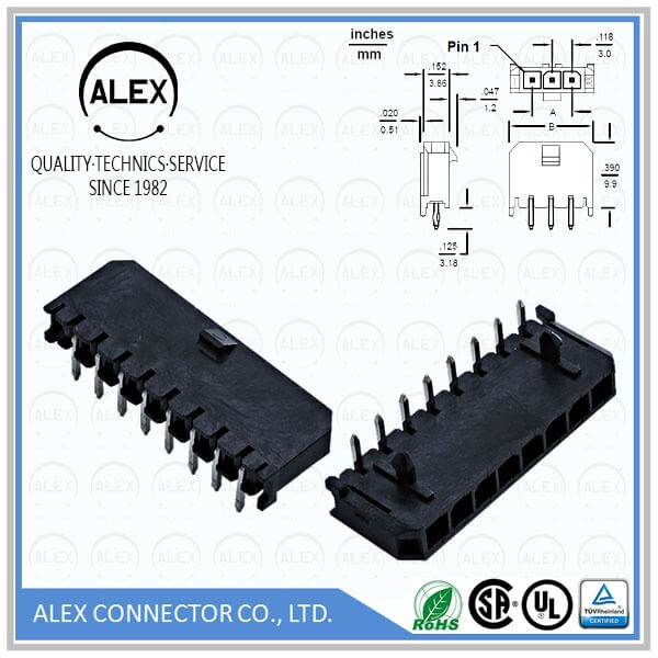 Vertical Header / .118"(3.00mm) Single Row Wire-to-Board Connectors